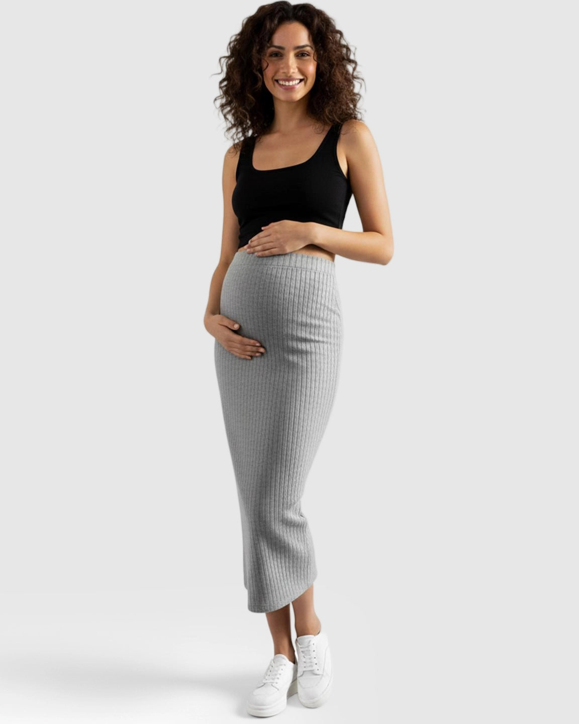 High-Waist Ribbed Maternity Skirt