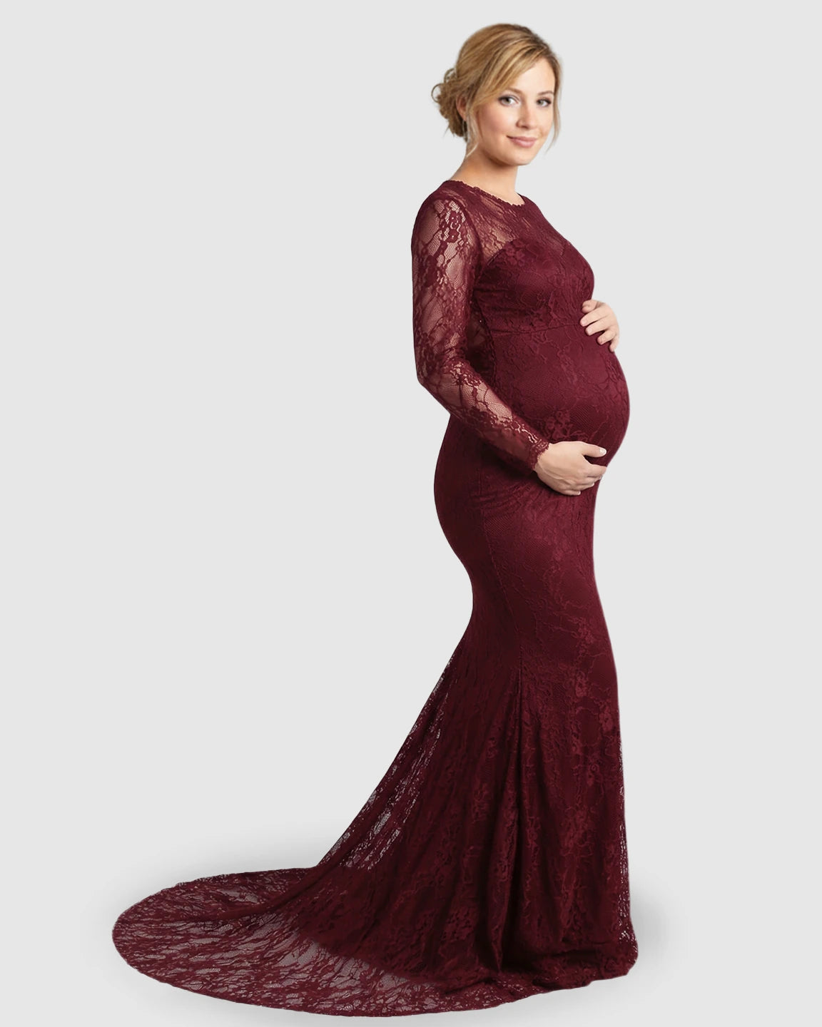 Sheer Lace Trumpet Maternity Photoshoot Gown