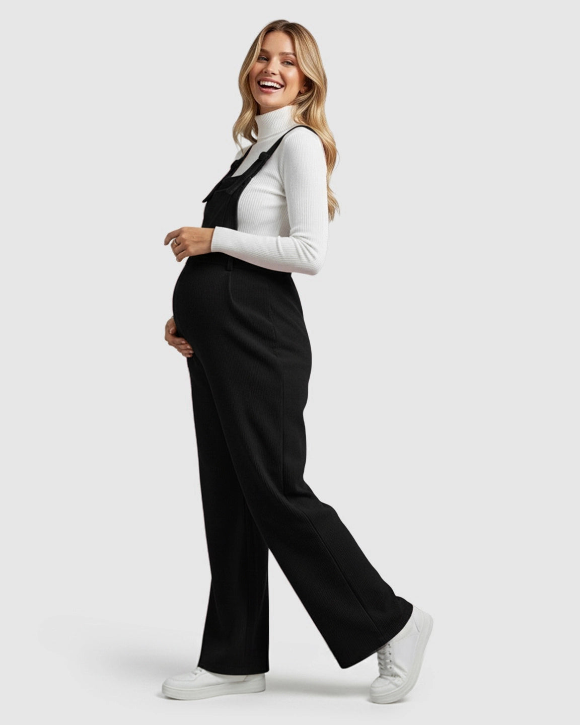 Adjustable Corduroy Maternity Jumpsuit