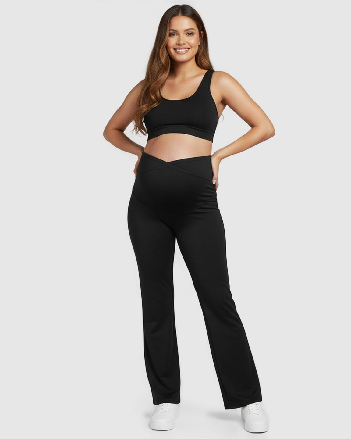 Cross-Support Wide-Leg Maternity Pants