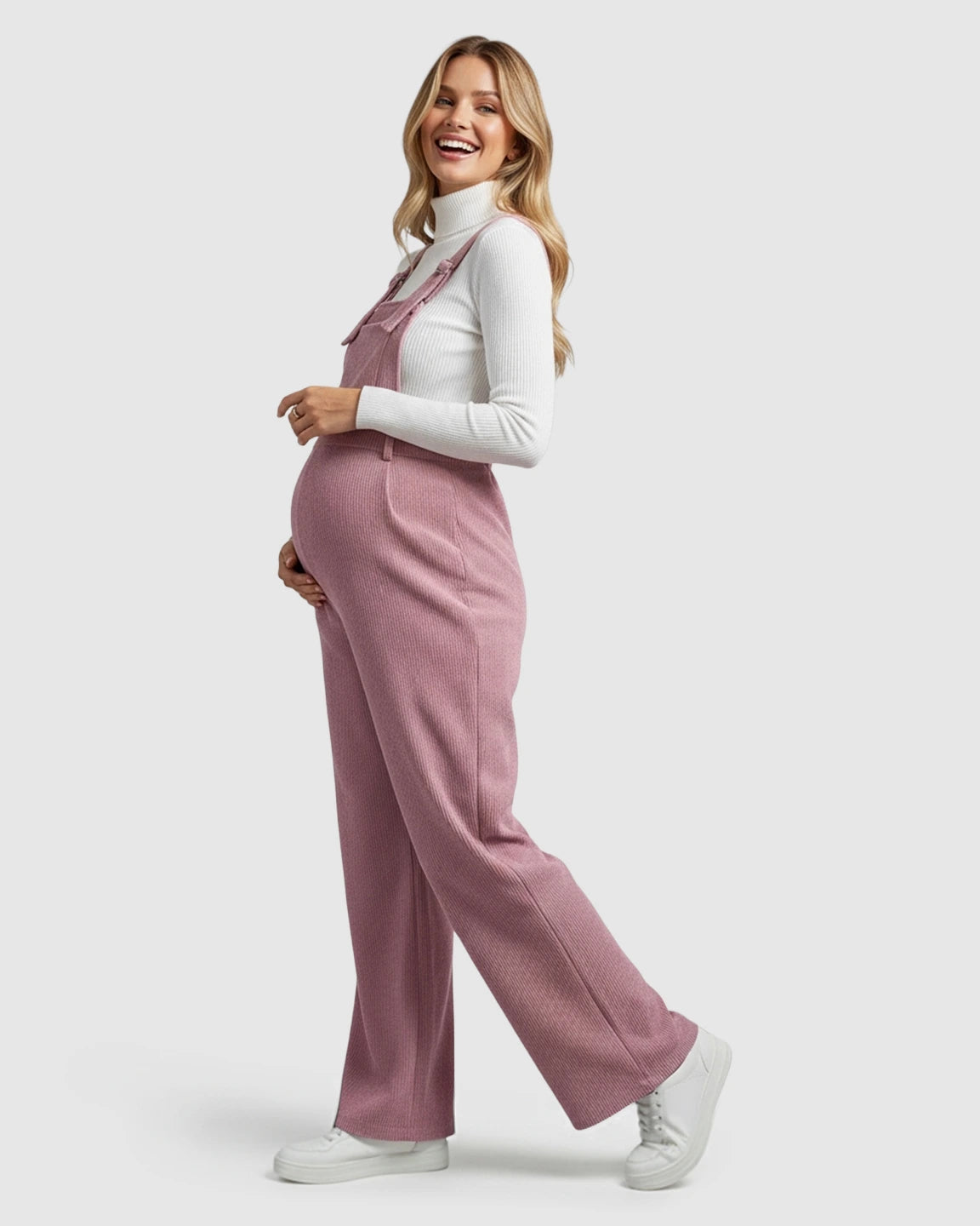 Adjustable Corduroy Maternity Jumpsuit