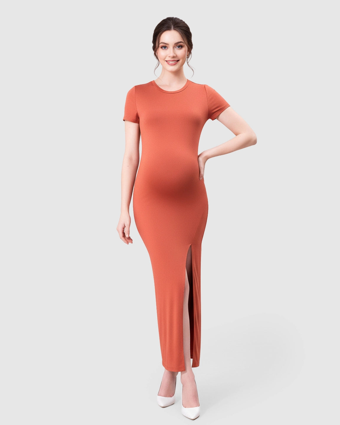 Side-Slit Bodycon Maternity Maxi Dress