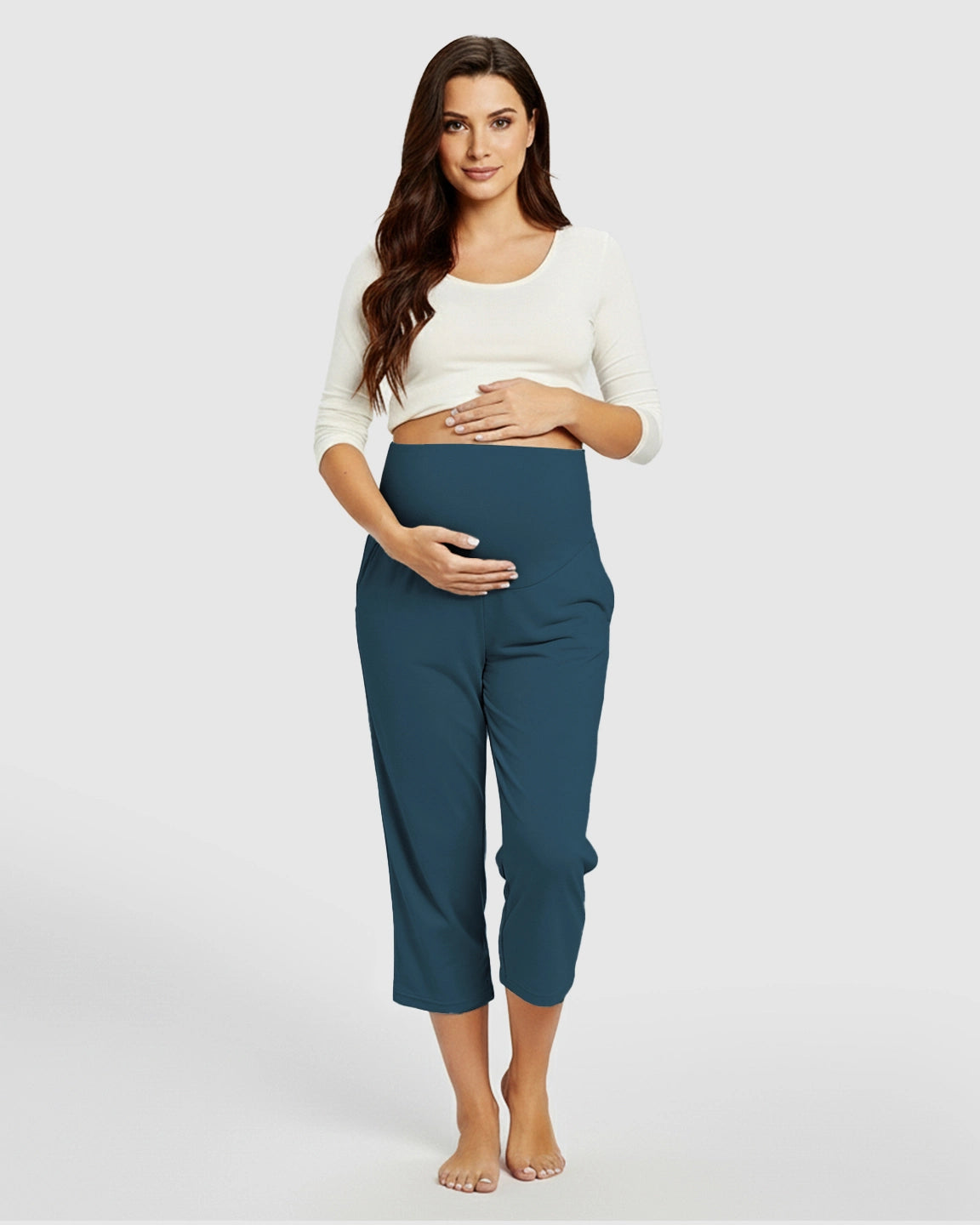 High-Waisted Maternity Capri Pants