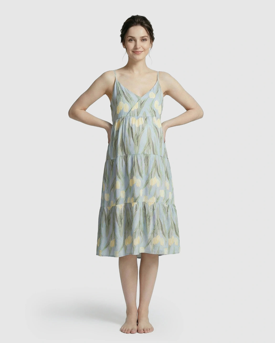 Green Floral Print Maternity Nightdress