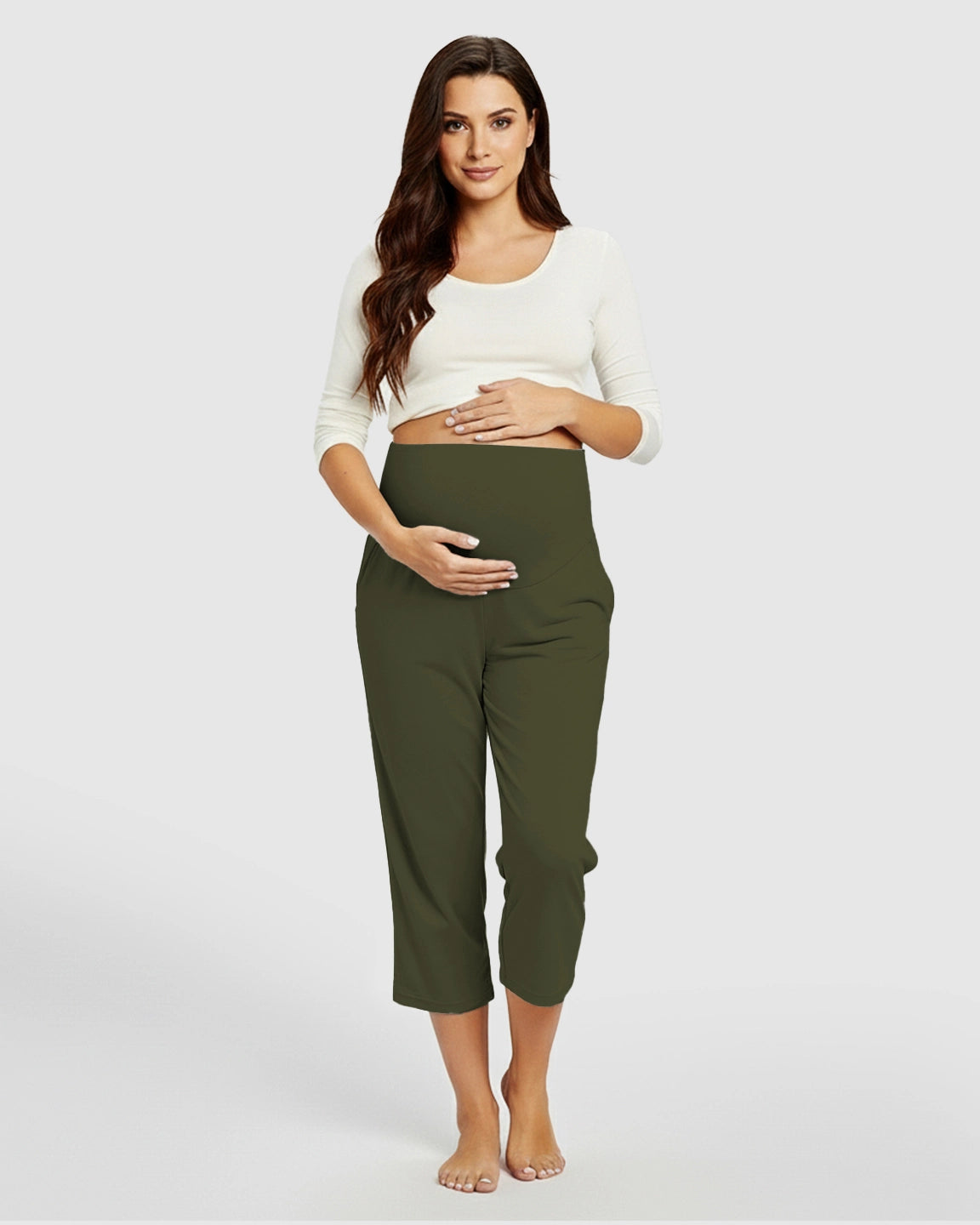 High-Waisted Maternity Capri Pants