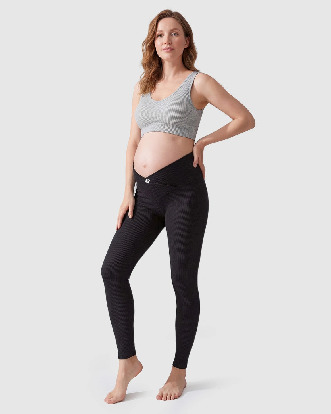Crossover Waist Slim Fit Maternity Leggings