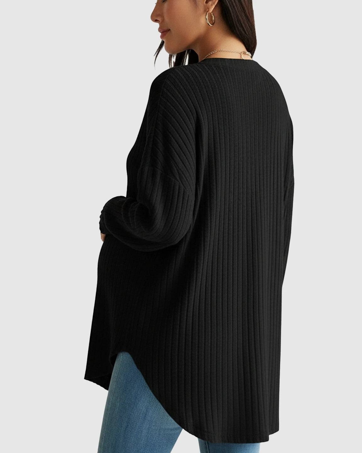 Ribbed Button-Front Drop Shoulder Maternity Top