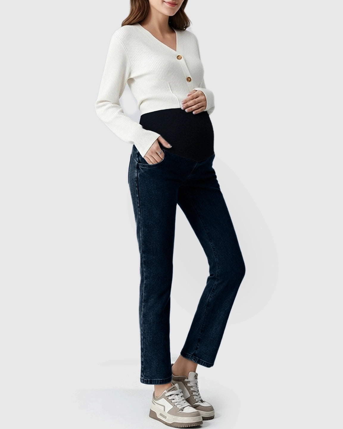 Stretch Denim Straight-Leg Maternity Jeans