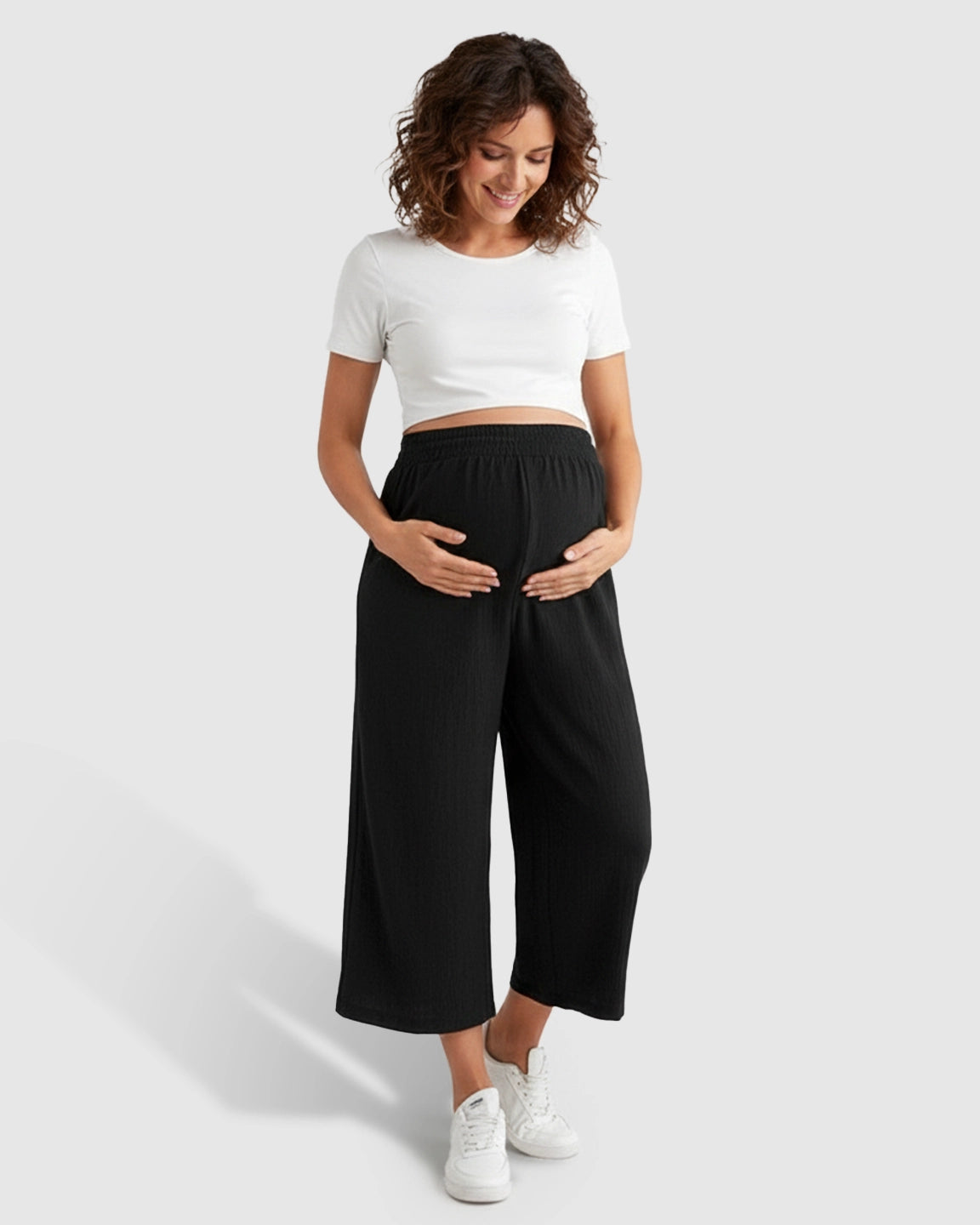 High-Waist Flowy Wide-Leg Maternity Pants
