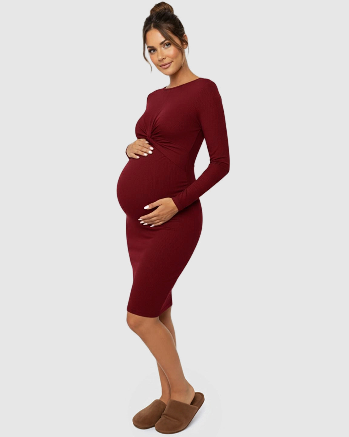 Twist-Front Bodycon Maternity Short Dress