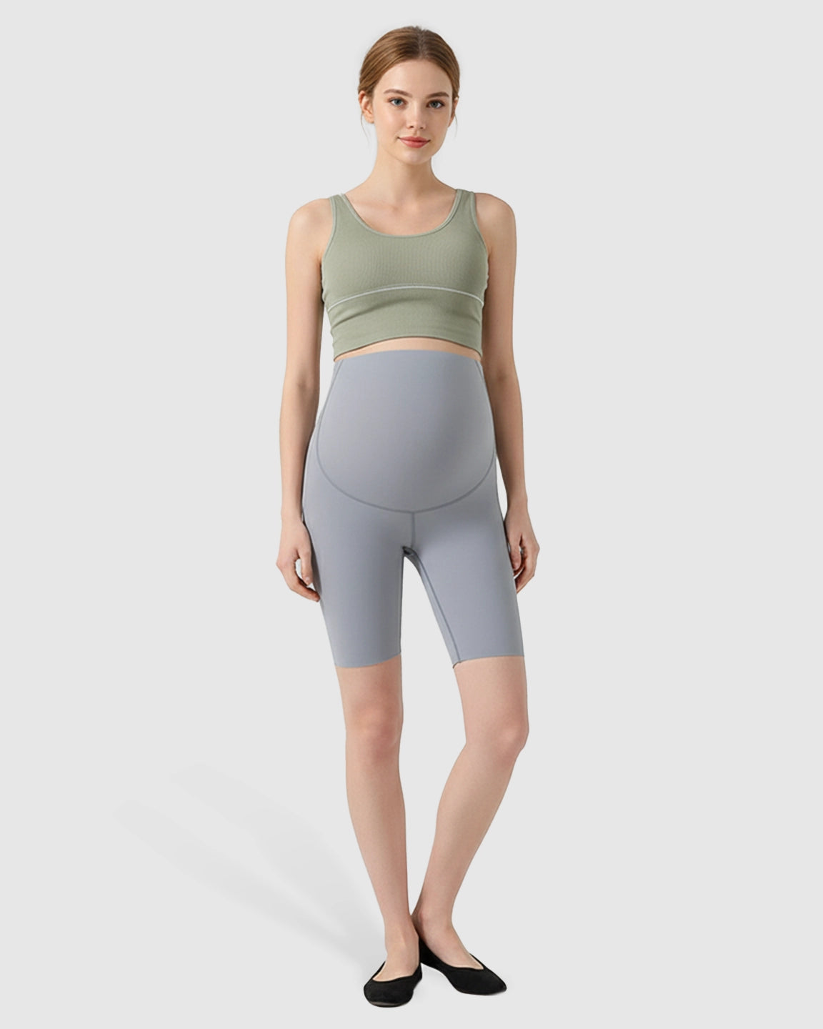 Over-Belly Seamless Design Maternity Shorts
