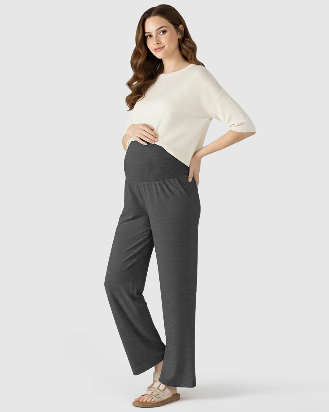 Over The Belly Wide-Leg Maternity Trouser