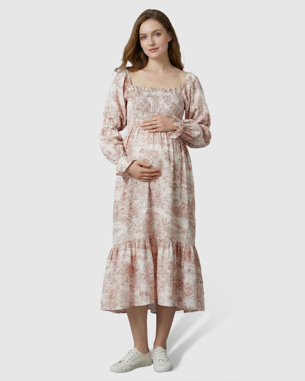 Floral Print Tiered Skirt Maternity Maxi Dress