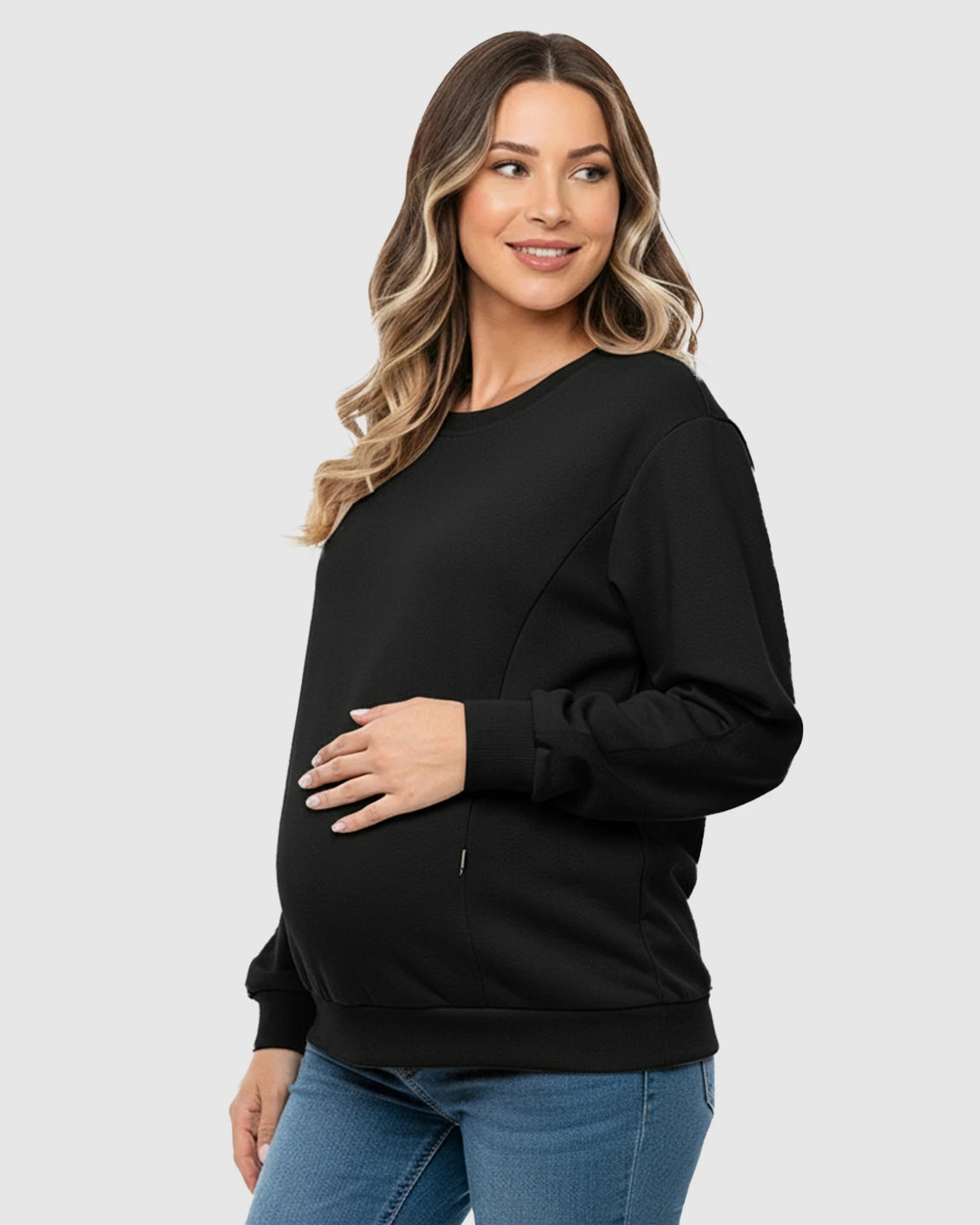 Waffle-Knit Cozy Fit Maternity Nursing Sweatshirt