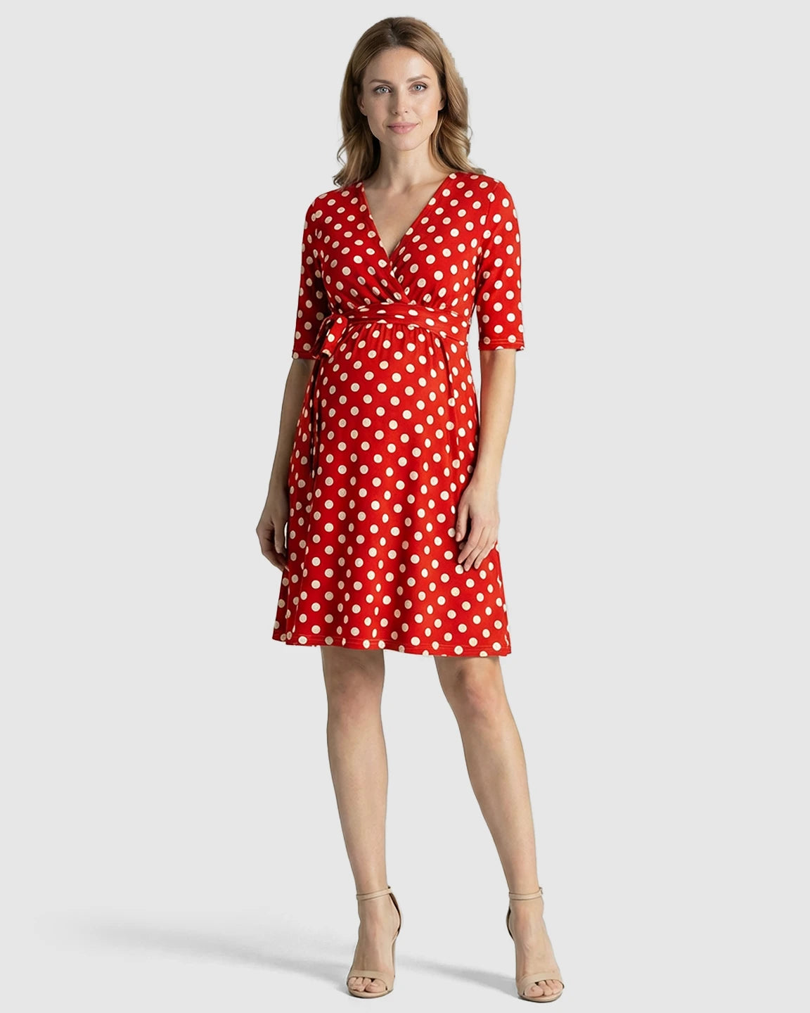 Adjustable Waist Polka Dot Maternity Dress