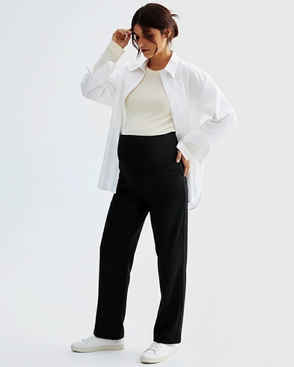 High-Waist Maternity Stretch Chino Pants