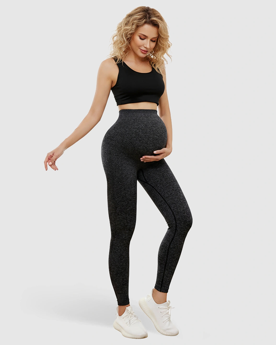Ribbed Versatile Full Length Cut Maternity Leggings