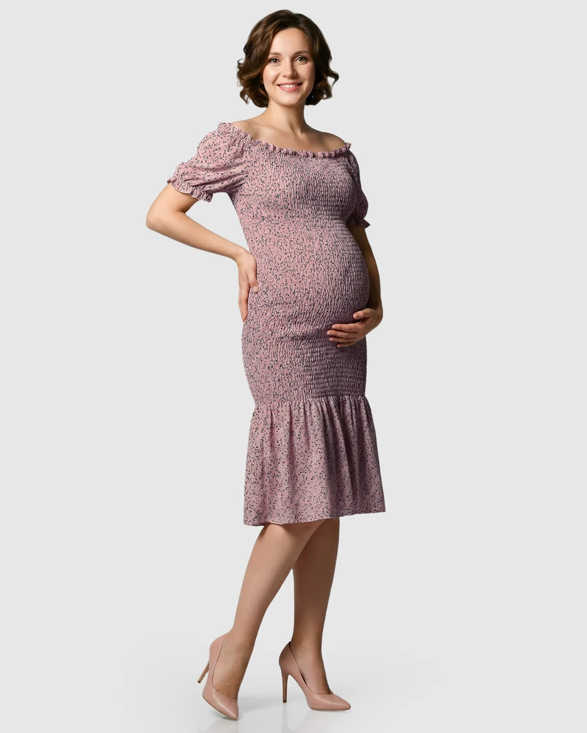 Off-Shoulder Fishtail Maternity Photoshoot Dress