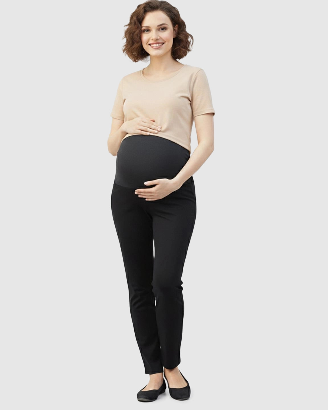 High-Waisted Slim Fit Stretch Maternity Pants