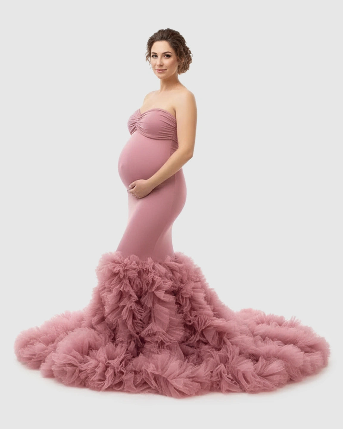 Tulle Train Mermaid Silhouette Maternity Gown