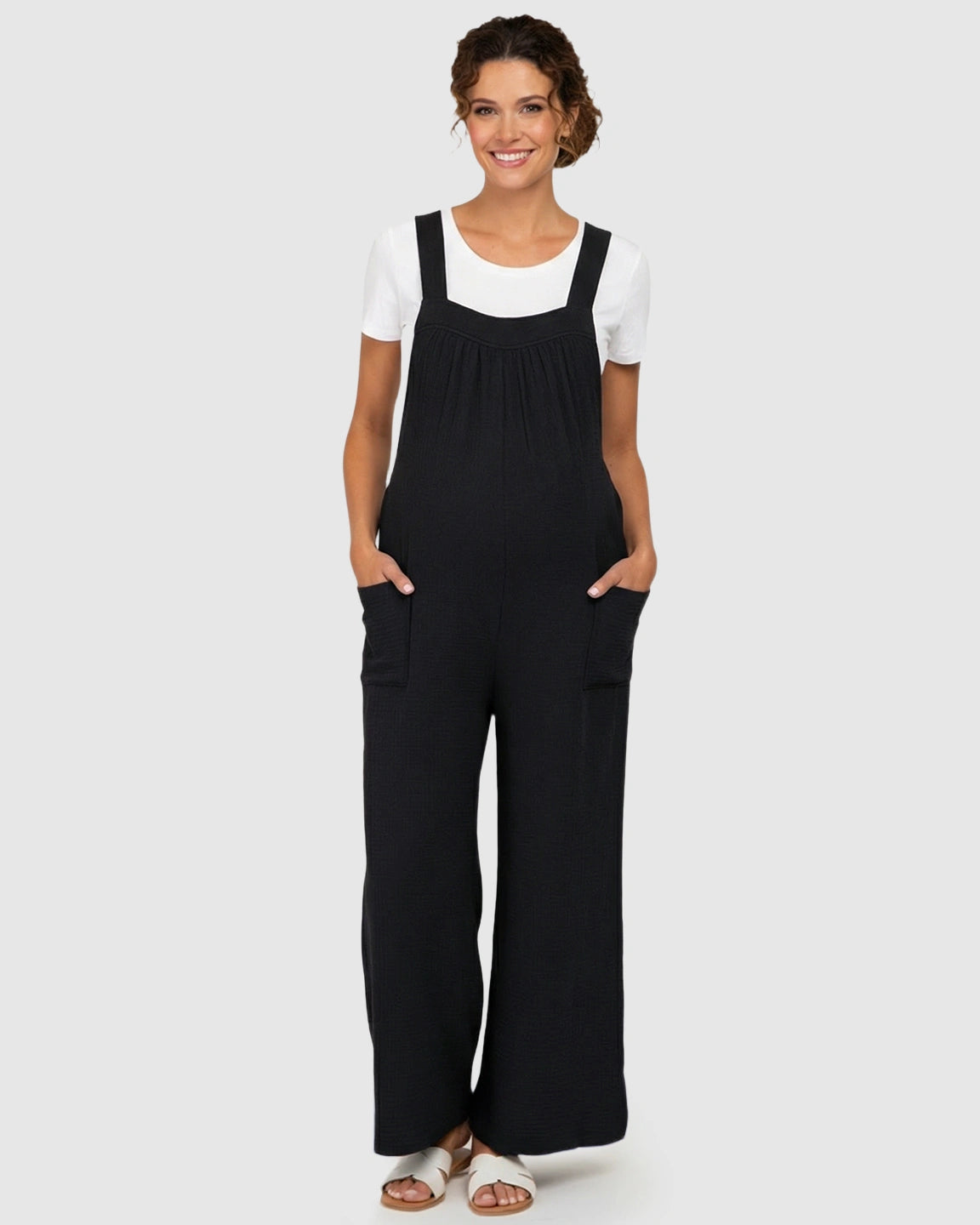 Tie-Back Wide-Leg Maternity Jumpsuit