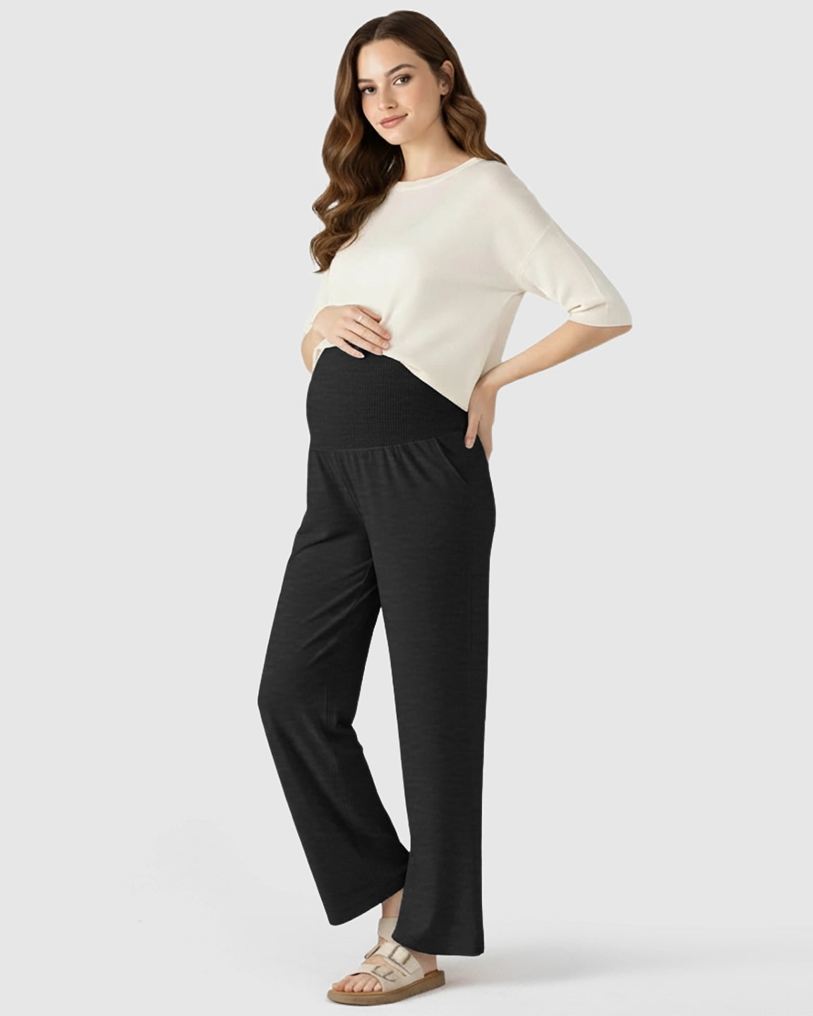 Over The Belly Wide-Leg Maternity Trouser