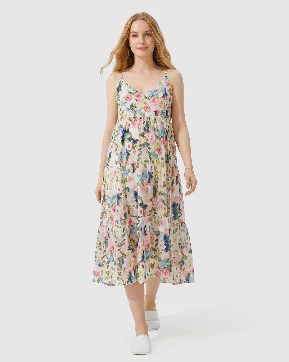 Sleeveless Rose Print Maternity Nightdress