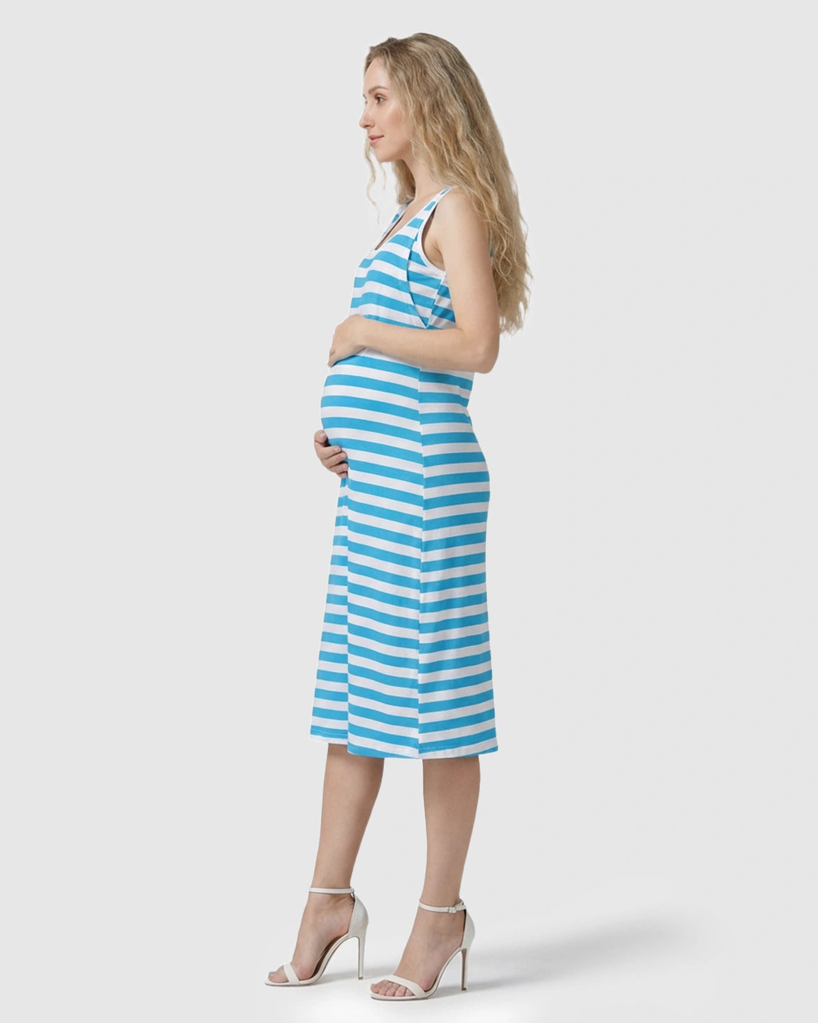 Modal Comfort Striped Nursing & Maternity Midi Dress