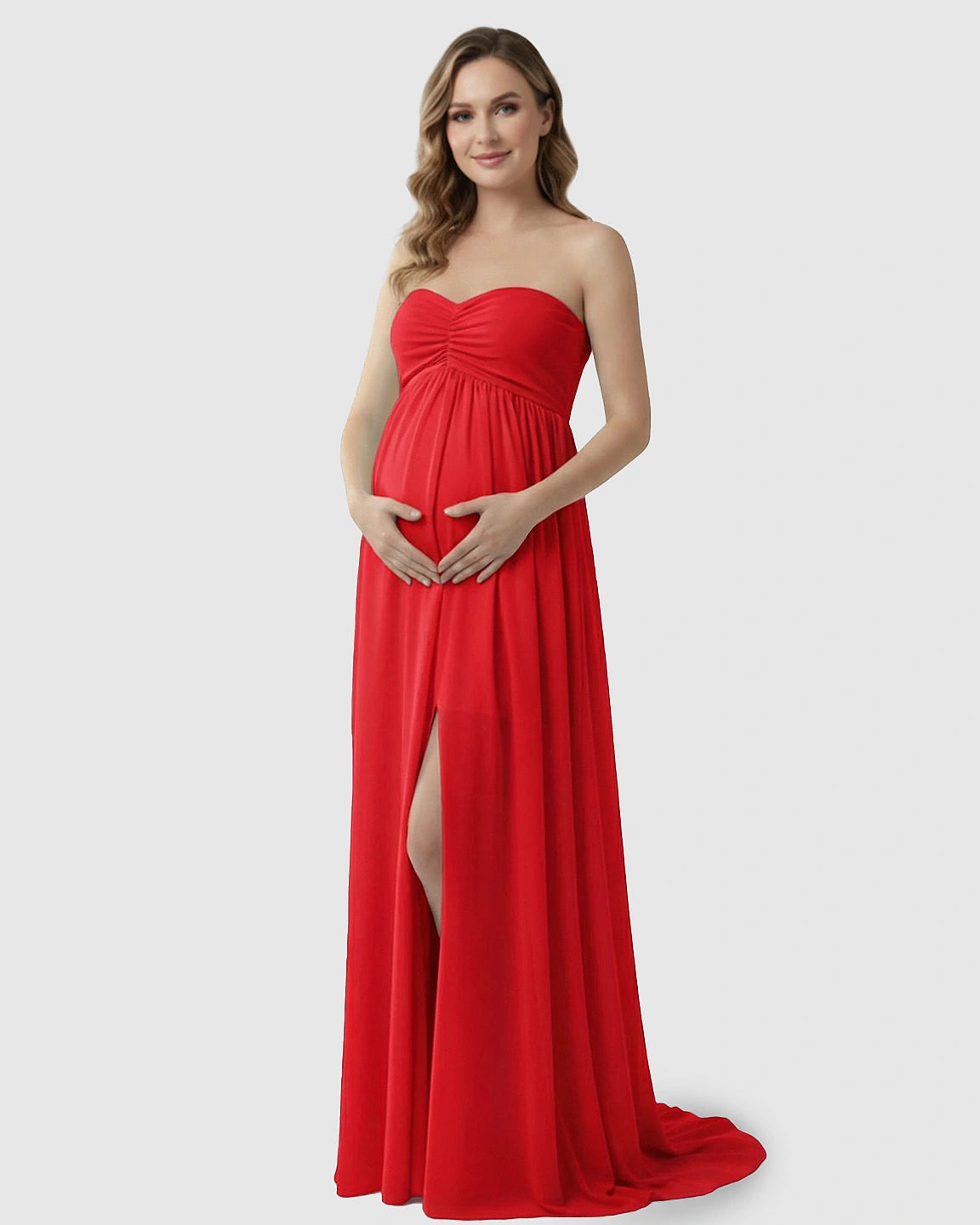 Strapless Chiffon Train Maternity Gown