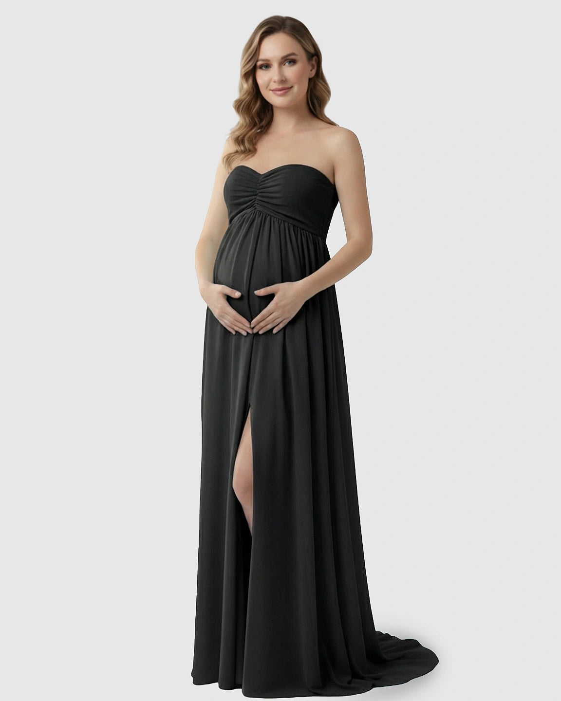 Strapless Chiffon Train Maternity Gown
