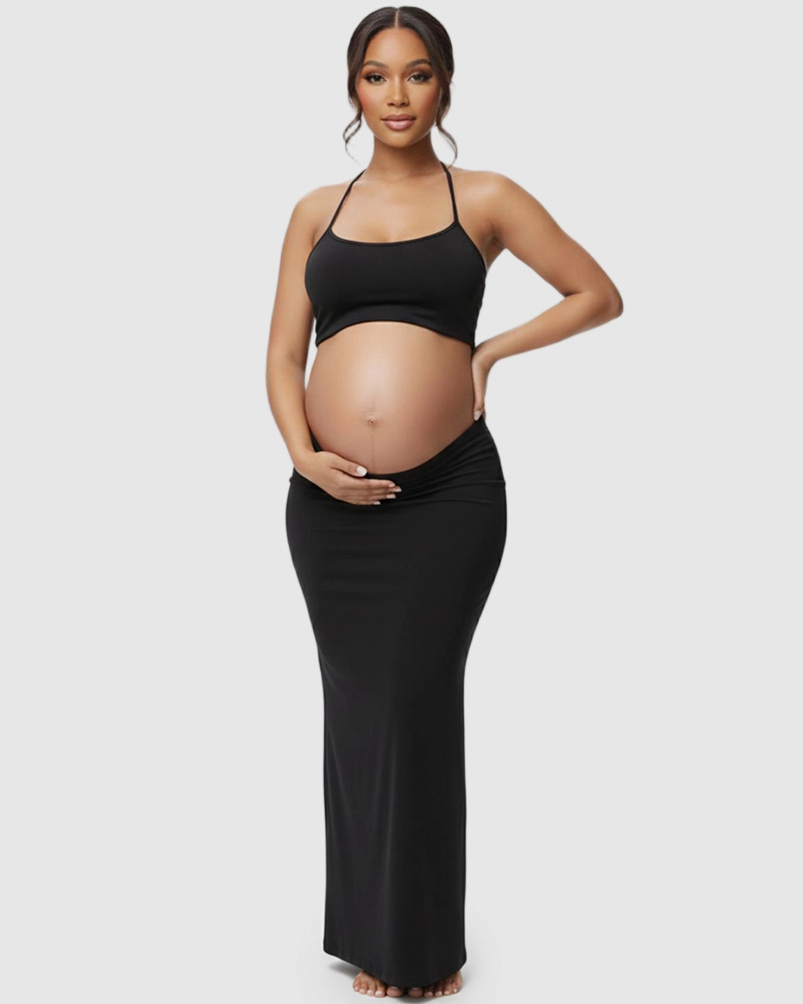 Butt-Lifting Halter Neck Bodycon Maternity Photoshoot Gown