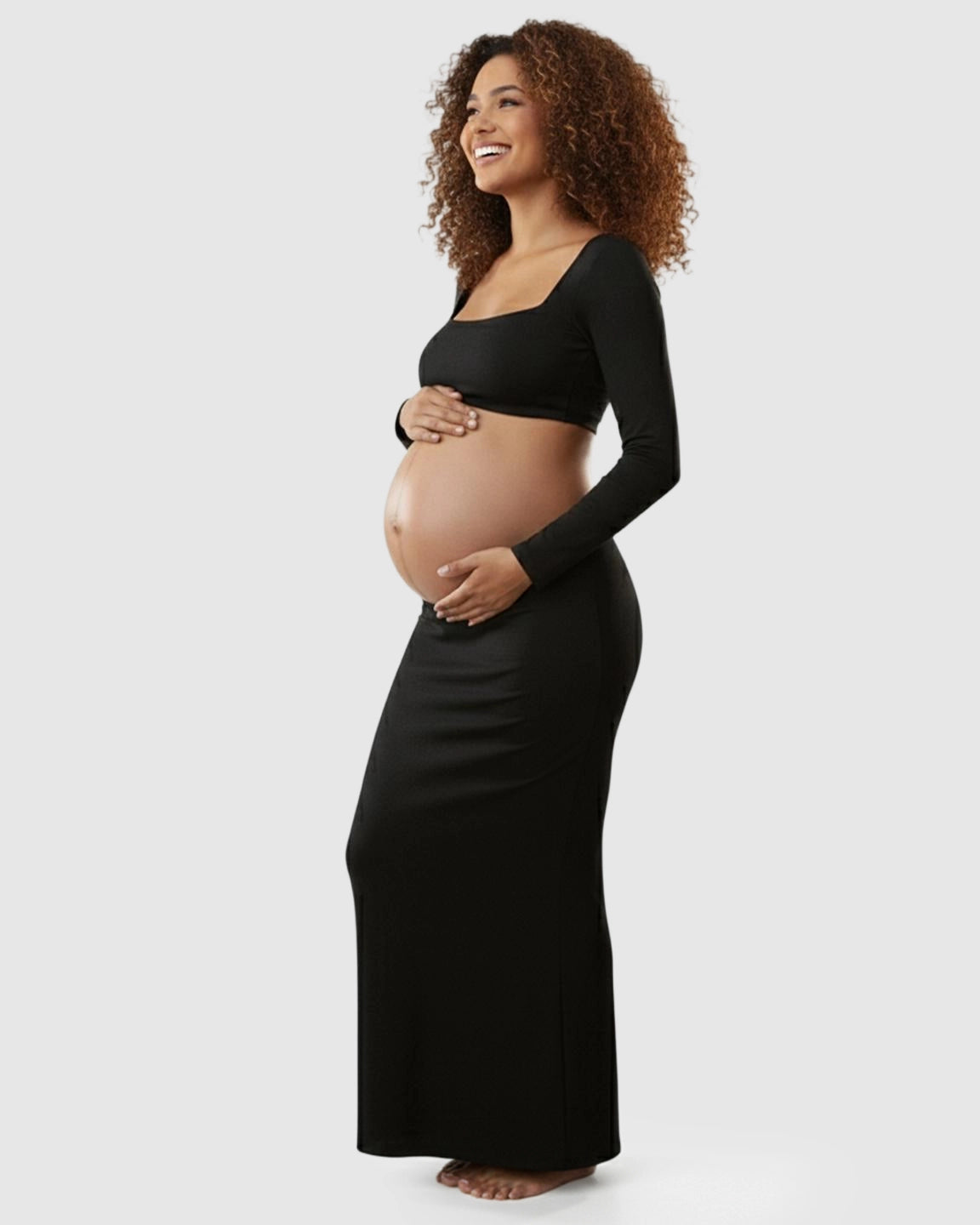 Butt Lifting Bodycon Two-Piece Maternity Maxi Dress