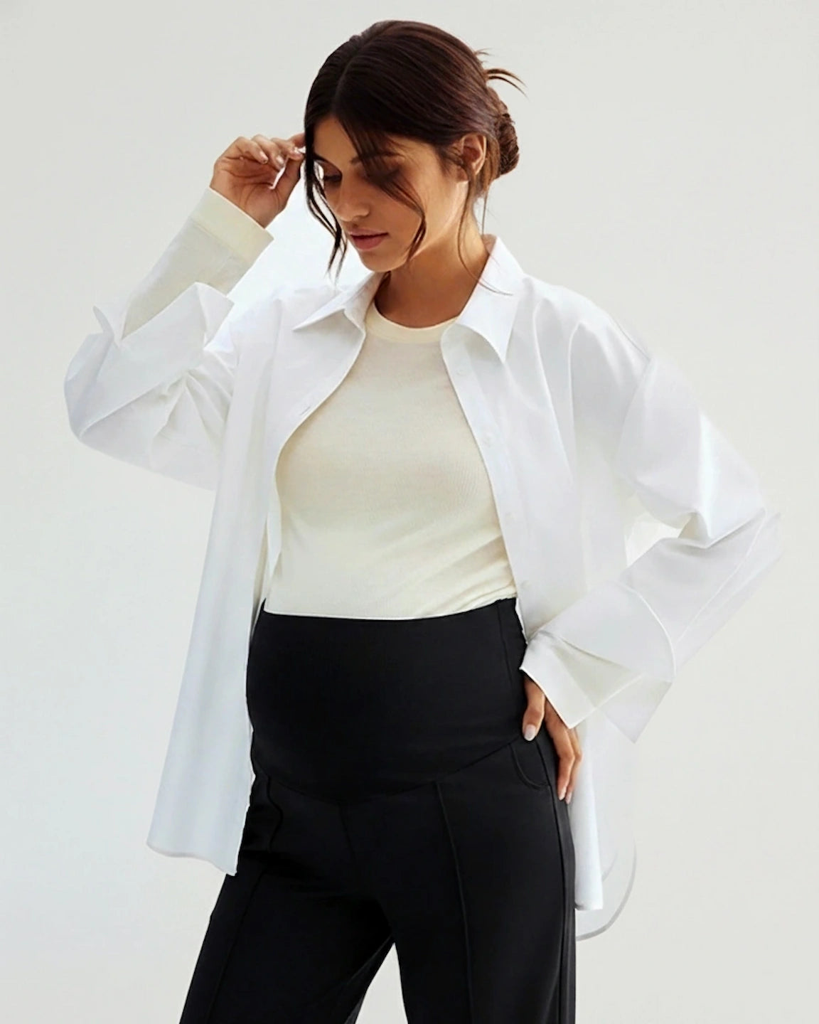 High-Waist Maternity Stretch Chino Pants