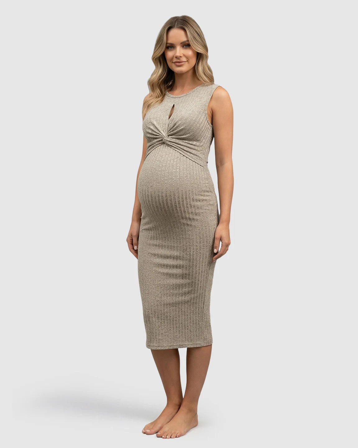Crisscross Chest Bodycon Maternity & Nursing Midi Dress