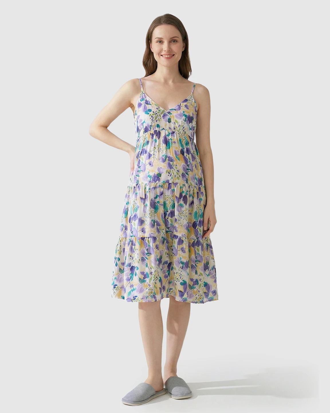 Spaghetti Strap Floral Maternity Nightdress