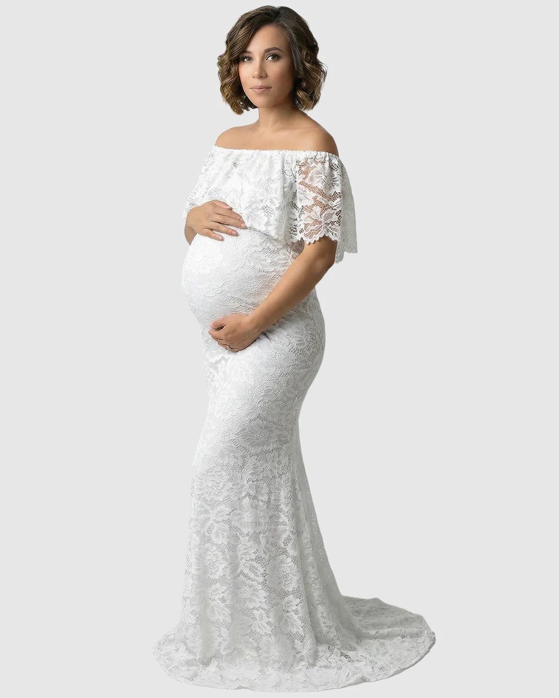 Lace Fitted Mermaid Maternity Gown