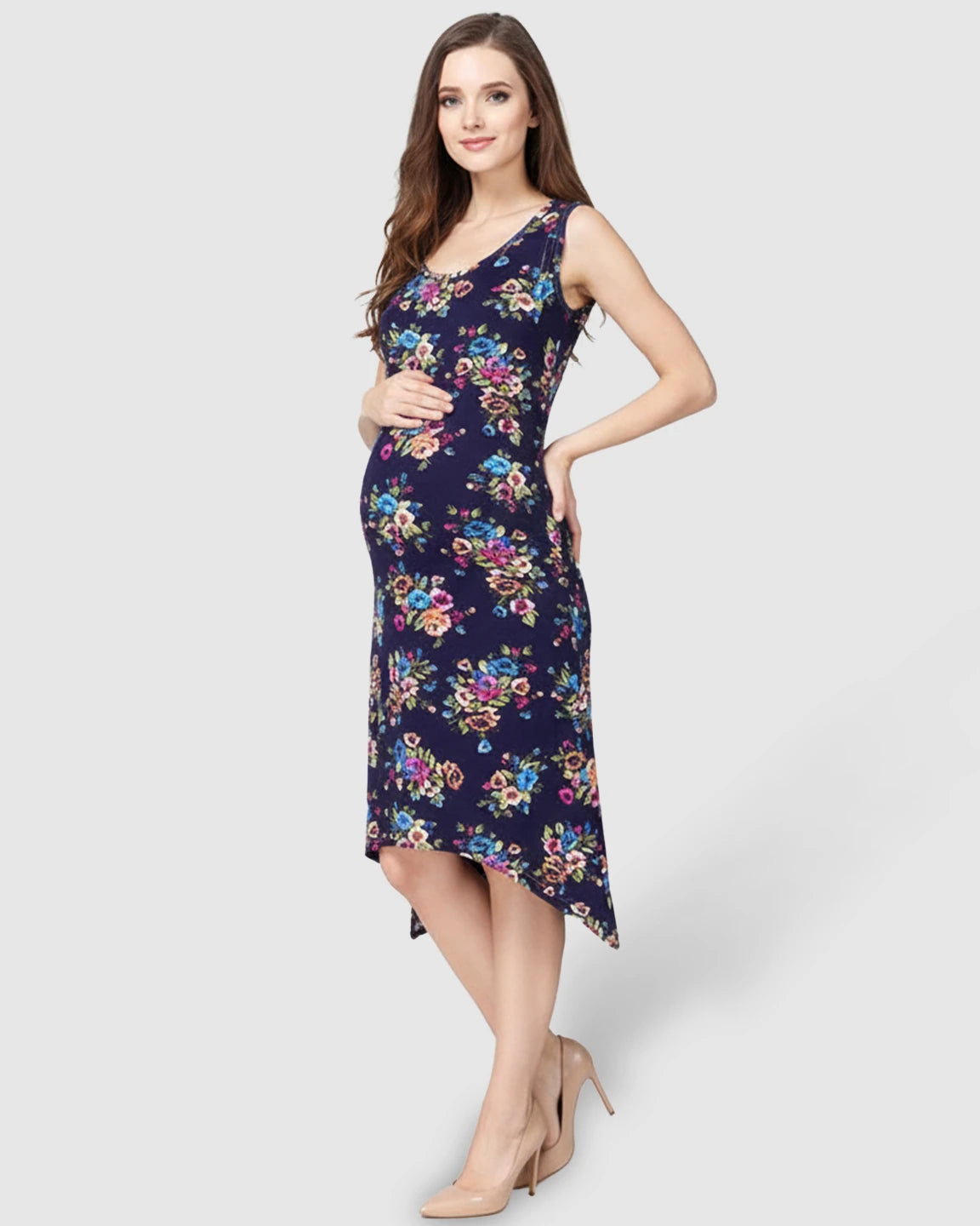 Floral Print Modal Stretch Nursing & Maternity Dress