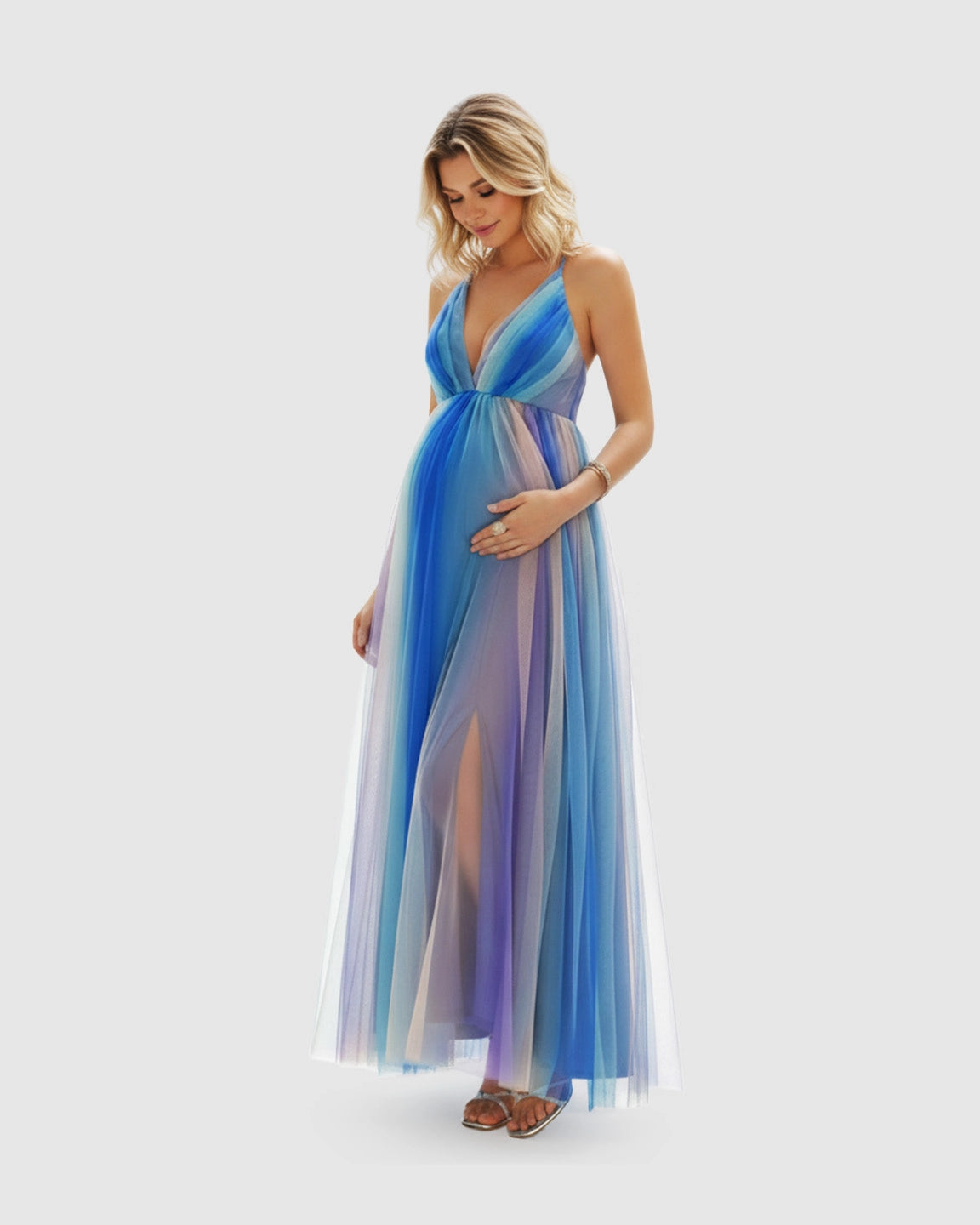 Crisscross Gradient Flowy Maternity Maxi Dress