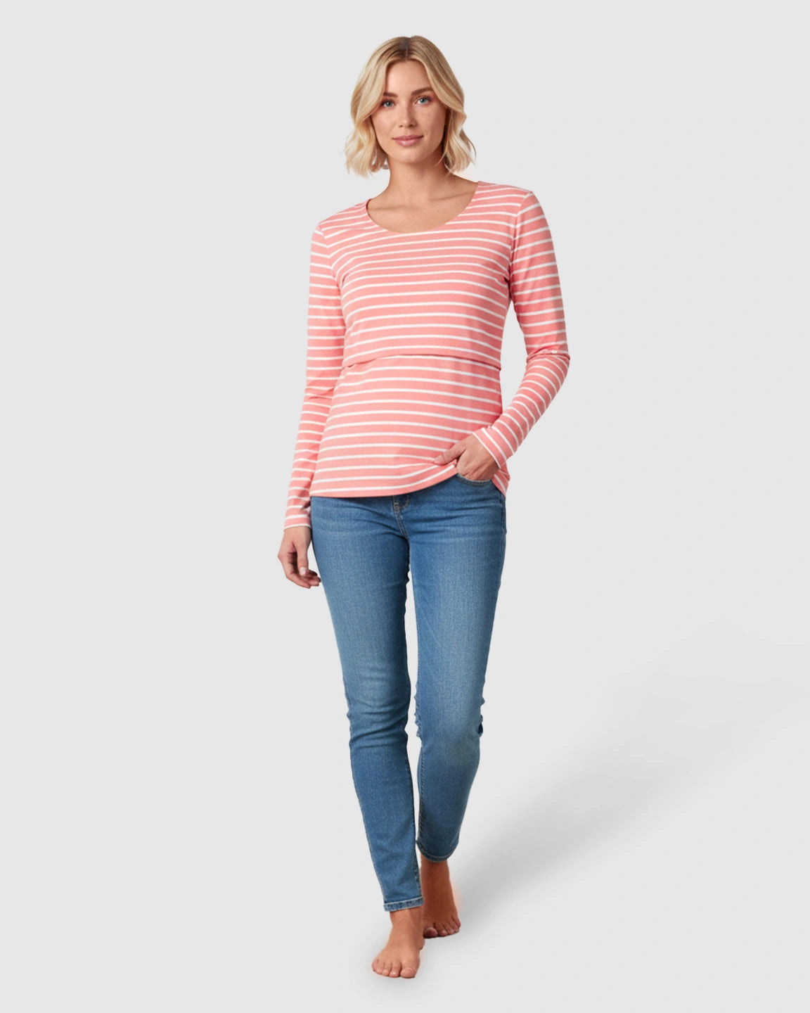 Round Neck Overlap Panel Maternity & Nursing Top