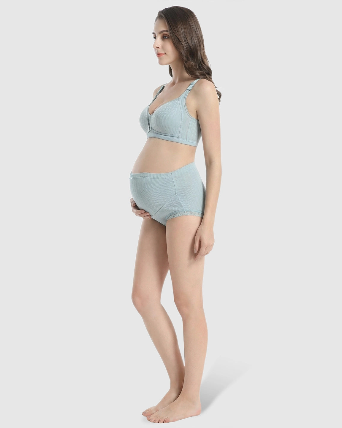 Wire-Free Breathable High-Waist Maternity Nursing Bra & Panty Set