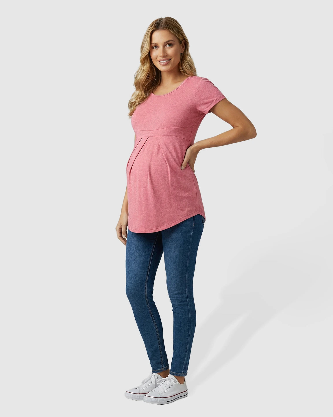 Gathered Empire Waist Elegant Maternity Top