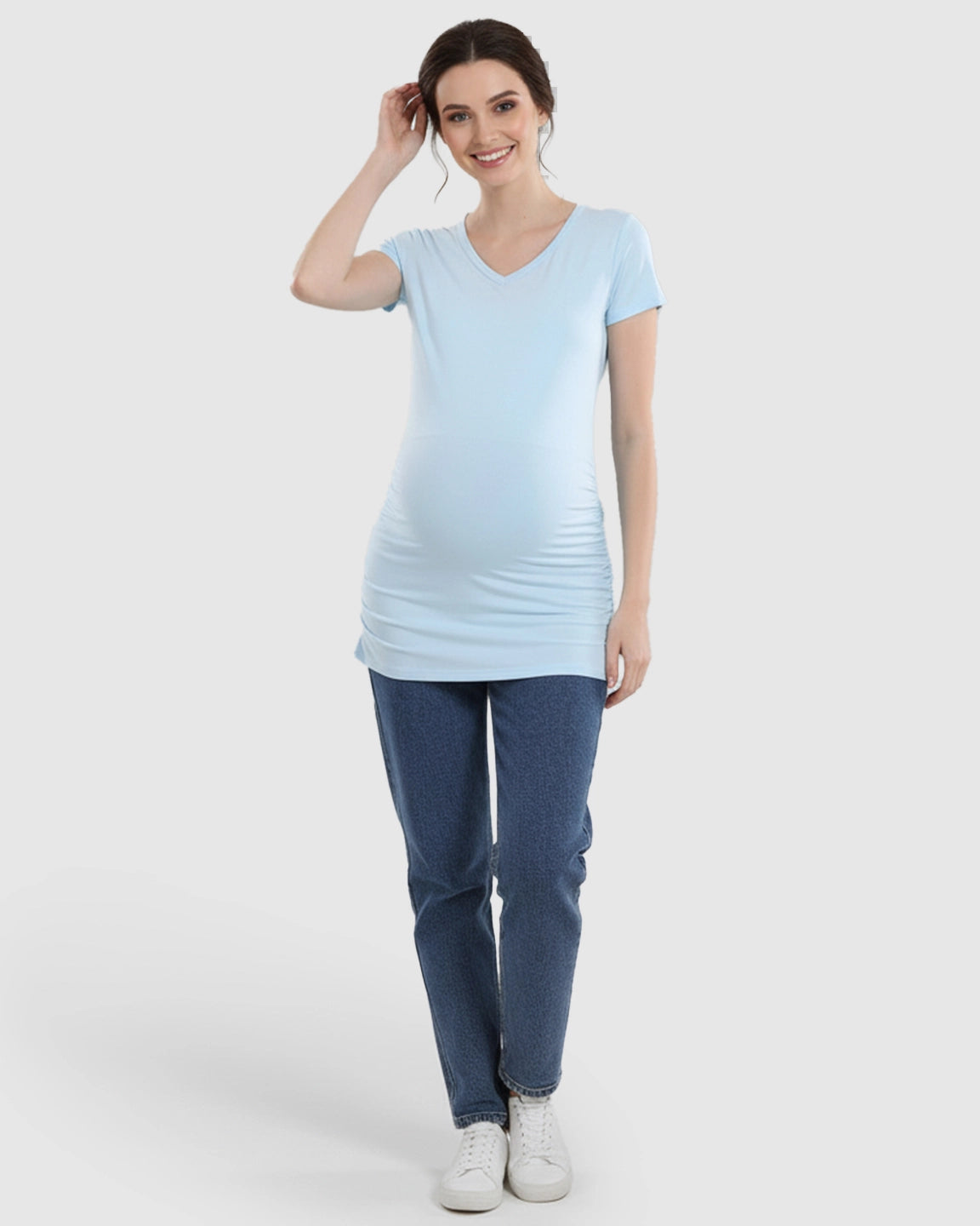 Short Sleeve Ruched Slim Fit Maternity Top