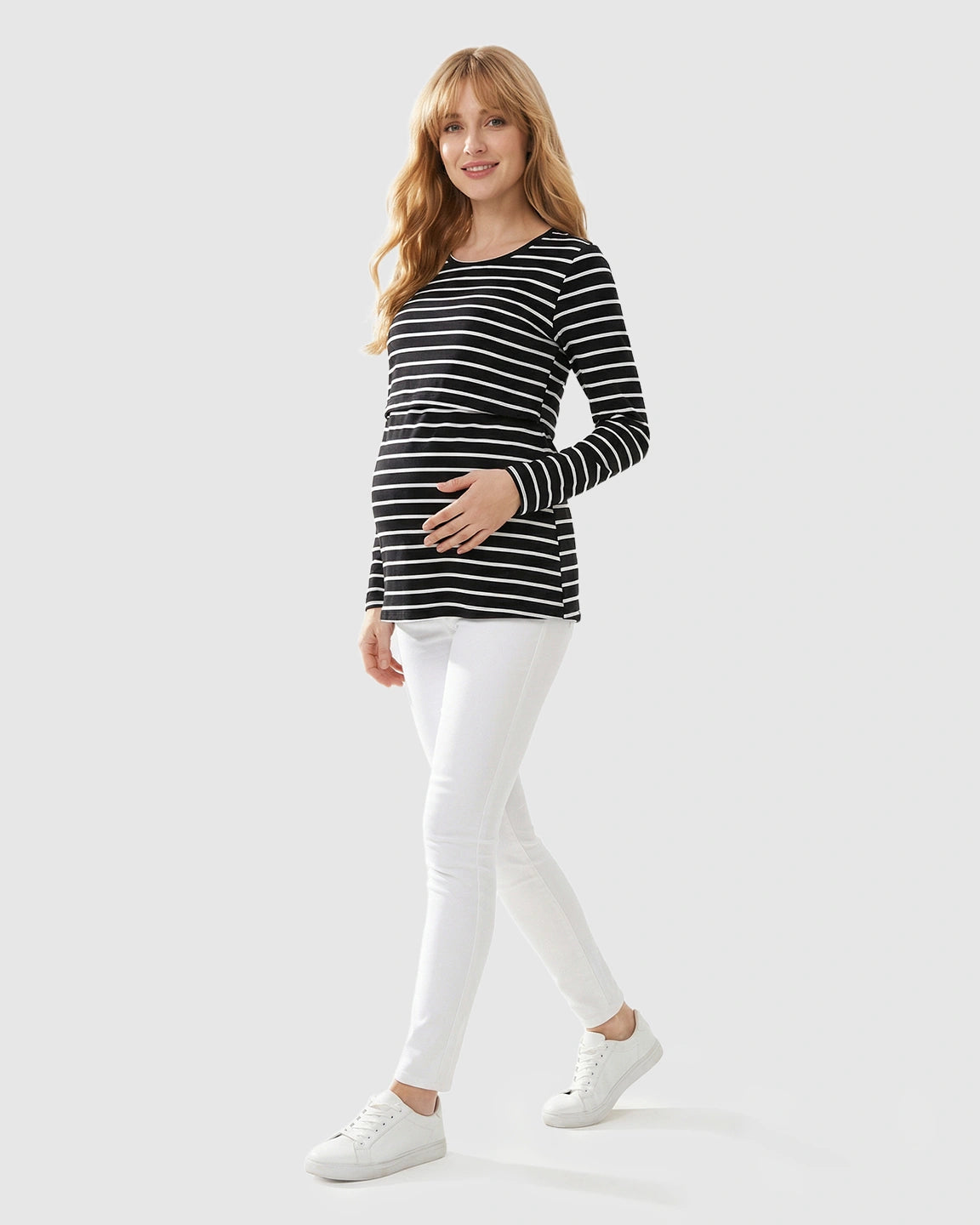 Striped Print Comfort Fit Maternity & Nursing Top