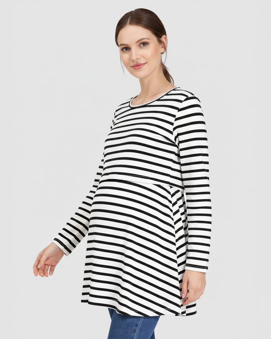 Long-Sleeve Relaxed Fit Maternity & Nursing Dress