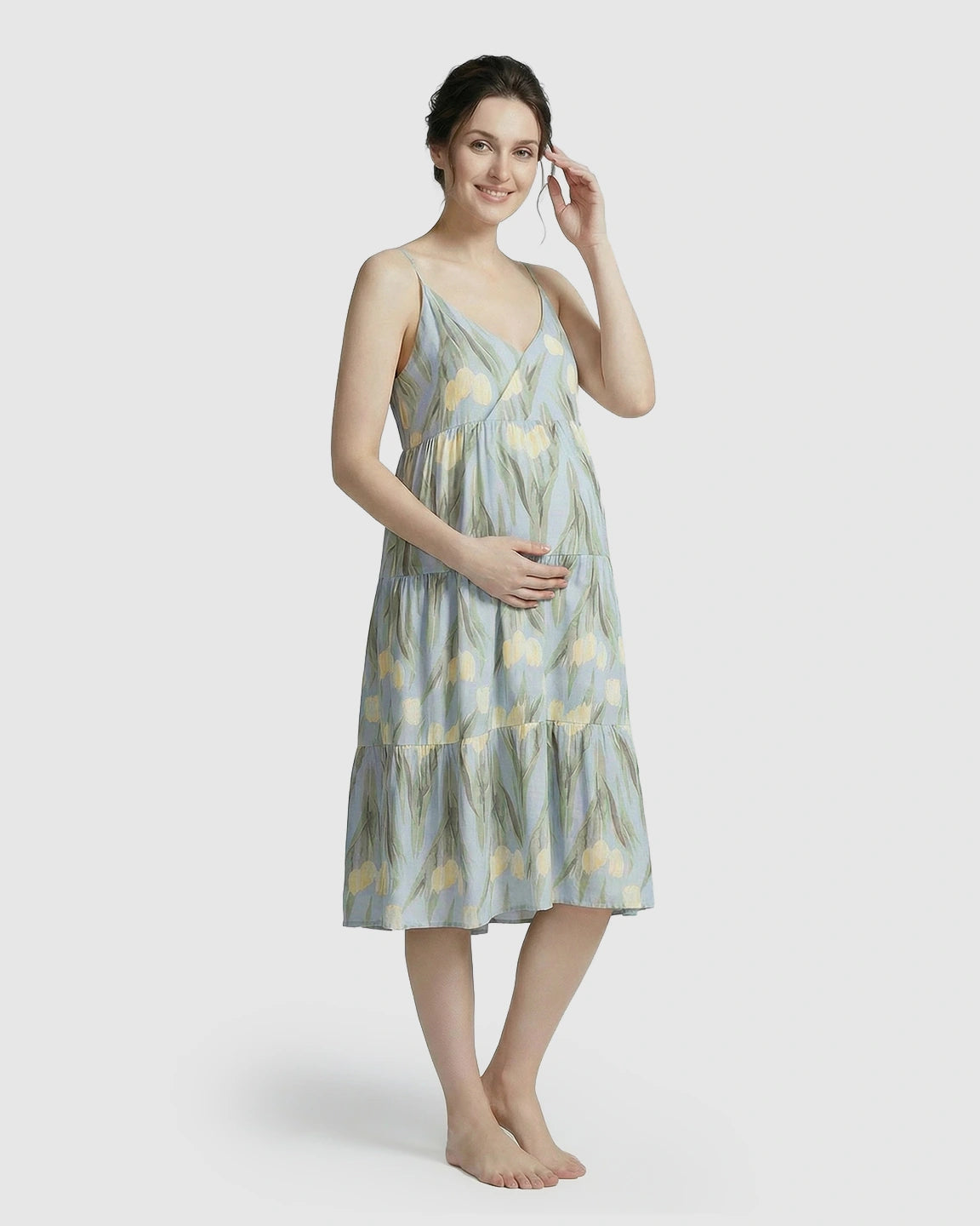 Green Floral Print Maternity Nightdress