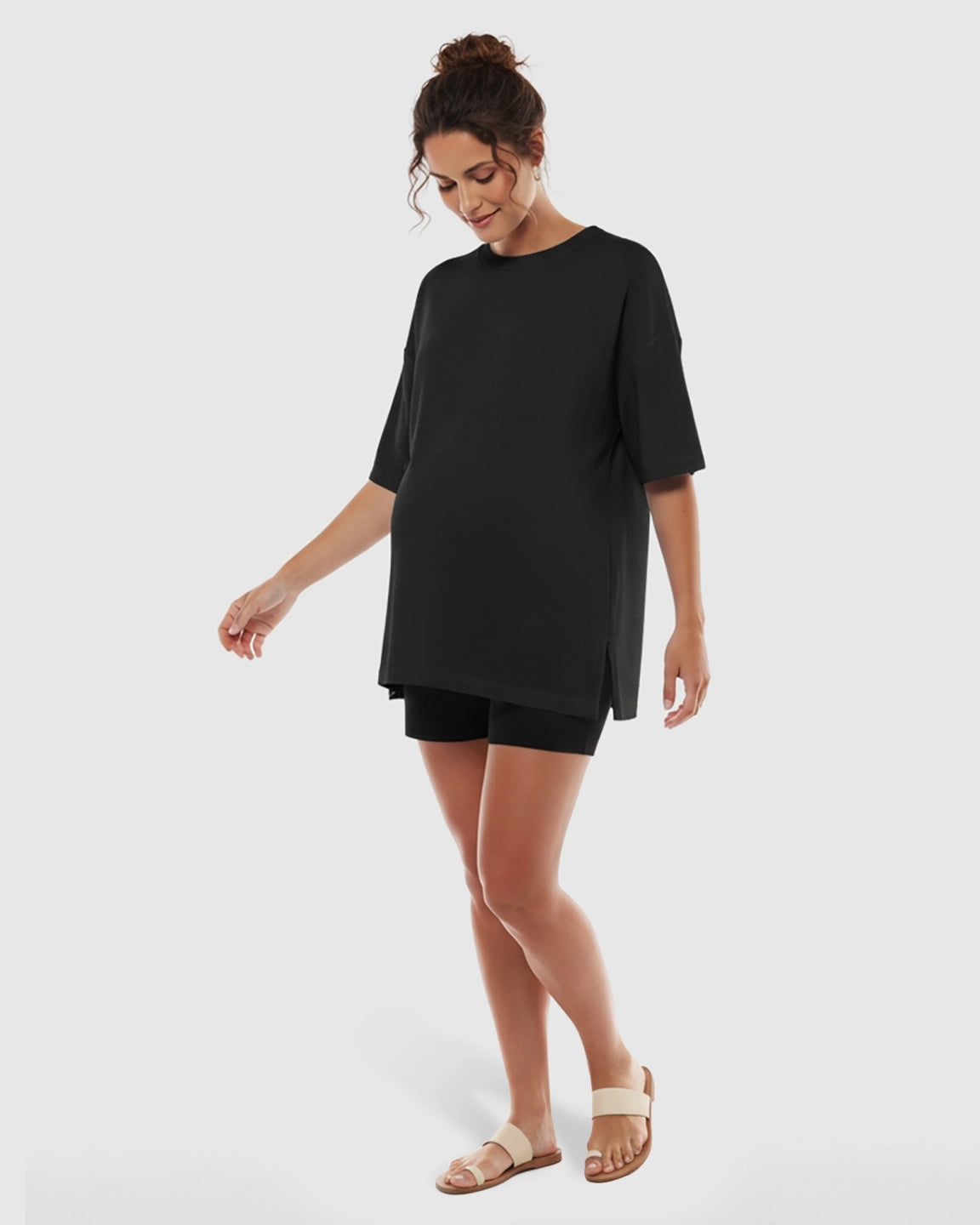 Side Slits Relaxed Maternity T-Shirt