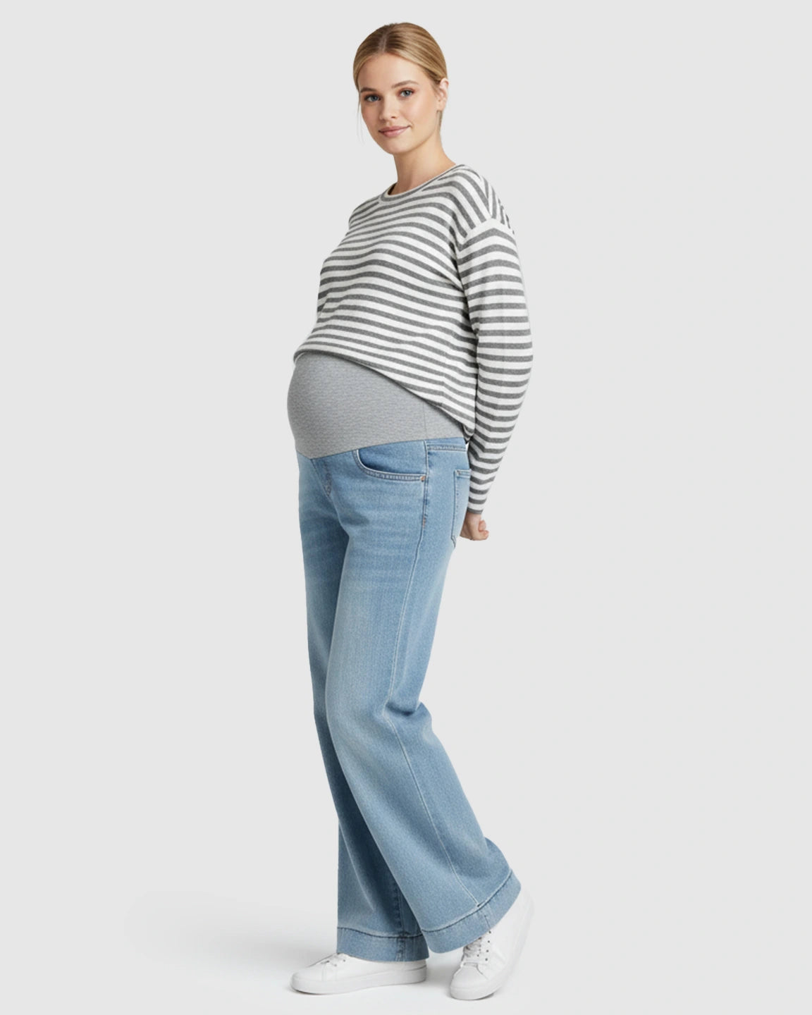 Stretchy Waist Wide-Leg Maternity Jeans