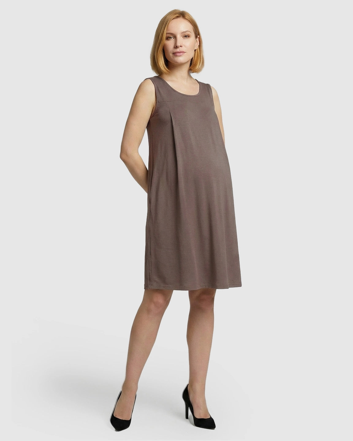 Discreet Nursing Opening Casual Maternity Midi Dress