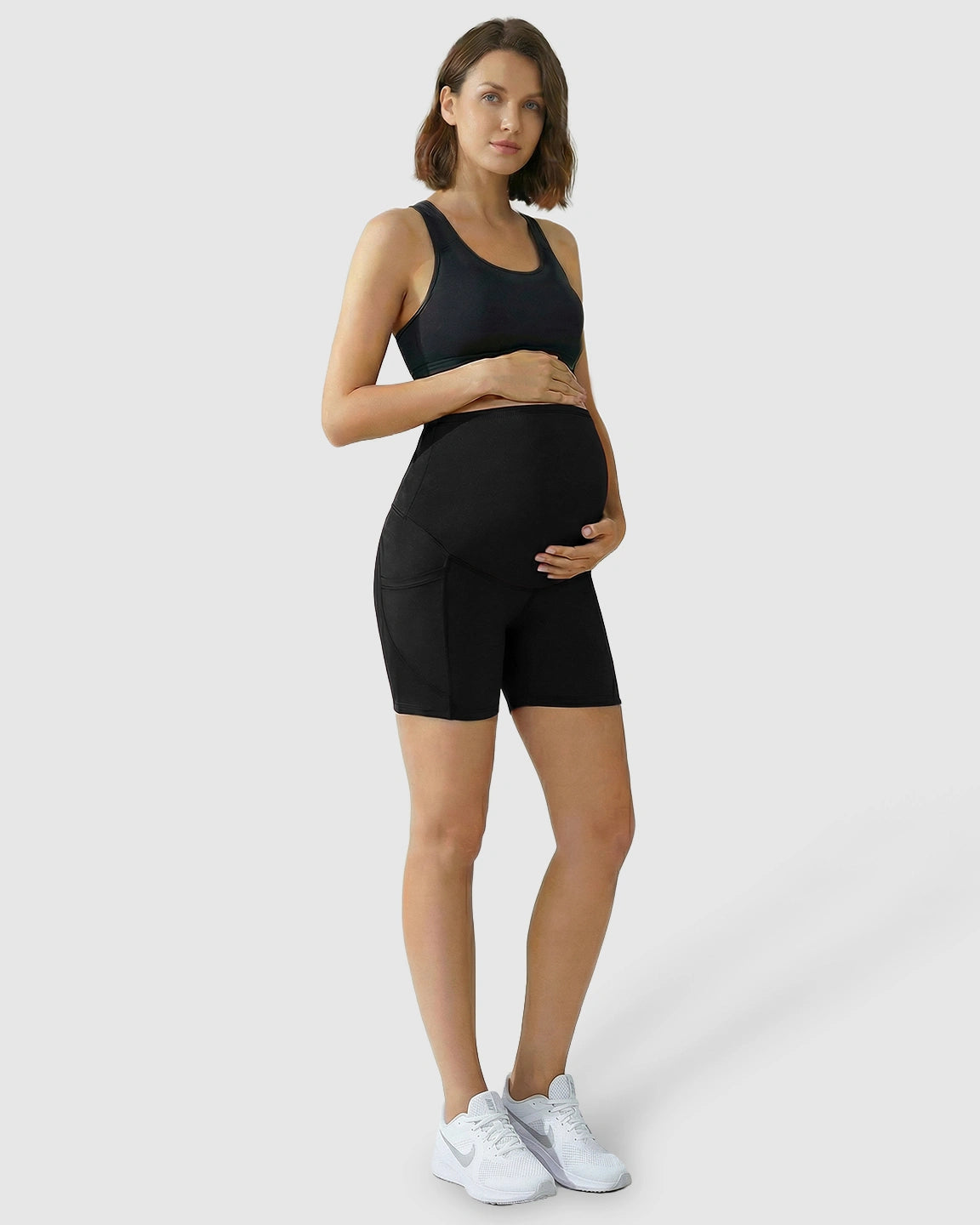 High-Waist Supportive Maternity Shorts