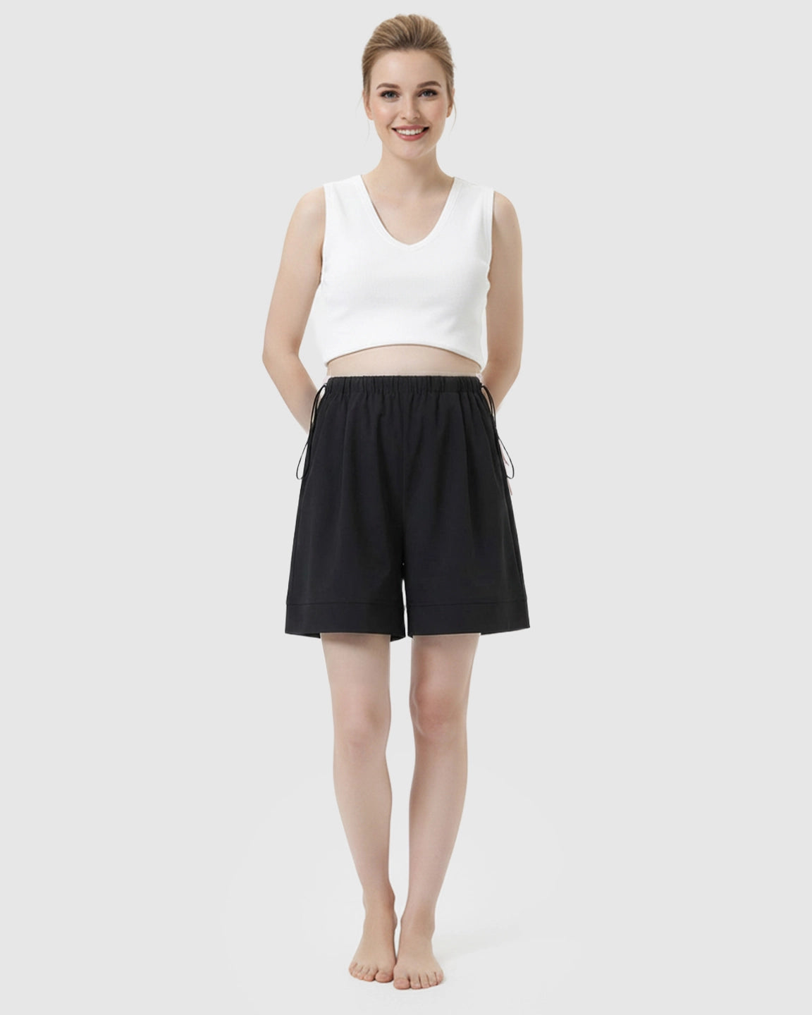 Pocketed Side Drawstring Maternity Shorts